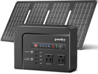 Powkey Solar Powered Generator,200W Portable Solar Generator Power Station with Solar Panels 40W,146Wh Generator Power Bank with 2 AC Outlet 110V Pure Sine Wave for Outdoor Camping Emergency Home