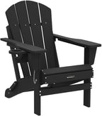 MUCHENGHY Folding Adirondack Chairs Patio Chairs Outdoor Adirondack Chair Weather Resistant Chair for Patio, Outside, Deck, Backyard, Fire Pit Chair, Campfire Chairs (Black)
