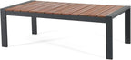 Soleil Jardin Aluminum Patio Furniture Coffee Table, Outdoor Rectangle Table with FSC Certified Solid Wood Top, Outdoor Conversation Modern Coffee Table