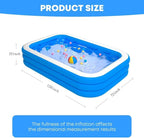 Inflatable Swimming Kiddie Pool, Size 120" X 72" X 22" Large Blow Up Pool for Family Backyard Outdoor Toddler,Big Rectangle Pools for Children,