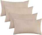 Covers & All Rectangle Throw Pillow Covers with Inserts, Decorative Covers with Cushions, Waterproof UV Resistant Soft, Home Decor Office Travel Couch Sofa Universal uses (16"x24", Pack of 4, Beige)