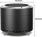19.5 inch Smokeless Fire Pit with Carry Bag, Stainless Steel Outdoor Smokeless Firepit, Wood Burning Fire Pits for Camping, Bonfire,Low Smoke Firepit for Outside(Black)