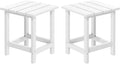 MUCHENGHY Adirondack Outdoor Side Table Set of 2, 14.7" Patio Side Table Weather Resistant, HDPE Outdoor End Tables for Patio, White