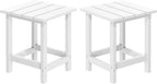 MUCHENGHY Adirondack Outdoor Side Table Set of 2, 14.7" Patio Side Table Weather Resistant, HDPE Outdoor End Tables for Patio, White