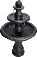 45.2inches High Outdoor Water Fountain, Concrete Outdoor Waterfall Fountain with Pump for Yard Garden Patio Backyard Deck Relaxation Decor - Black