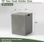 Propane Tank Cover Table for Fire Pits, 20 LB Metal Propane Tank Holder with Side Handles, Outdoor Tank Storage Side Table for Patio, Gas Griddle, Gray