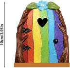 Multicolour Streak Mini Fairy Garden Door for Tree, 3D Miniature Fairy Door for Fairytale Tiny House Doors, Bonsai Terrarium Micro Landscape Decoration Accessories Garden Miniatures