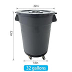 32 Gallon Outdoor Trash Can, Outdoor Trash Can with Lid and Wheels, Commercial Trash Cans Suitable for Restaurants, Kitchens and Courtyards