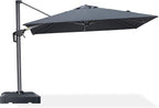 PURPLE LEAF 8' X 8' Patio Umbrella with Base for Pool 7' High Offset Outdoor Cantilever Umbrella Swimming Pool Umbrella with 360°Rotation for Poolside Grey