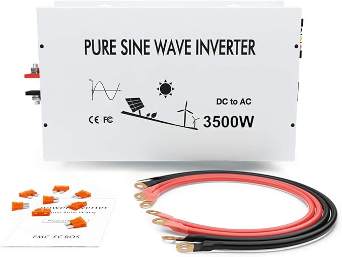 3500W Pure Sine Wave Power Inverter DC 48V to 110V 120V AC Car Inverter with Dual Outlets +Hardwire Terminal +Digital LED Display Solar Converter