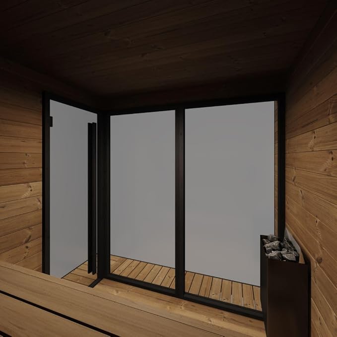 GL6 Outdoor Sauna Kit, Garden Luxury-Series Outdoor DIY Sauna Kit, Thermo-Spruce, up to 6 Persons Bundles (Sauna Heater and Sauna Stones Included) (HIVE MINI 11 WiFi - Glass)