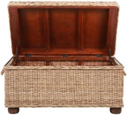 Pemberly Row Modern 42" Kubu Wicker/Rattan Storage Trunk in Tan