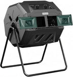 East Oak Compost Tumbler Outdoor, 43-Gal Dual Chamber Compost Bin with 2 Sliding Door and Aeration System, Tumbling Rotating Composter Bin for Garden, Kitchen, Yard