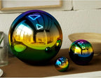 6 inch Diameter Gazing Ball,Rainbow Stainless Steel Polished Reflective Smooth Garden Sphere Globe Mirror,Colorful and Shiny Addition to Any Garden or Home