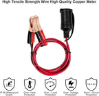 LVYUAN Cigarette Lighter Socket with Battery Alligator Clip, Female Cigarette Lighter Socket to 12V Battery Alligator Clips Charger Extension Cord Automotive Battery Clip-On Extension Cable (12FT)