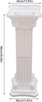 Roman Columns Wedding Stand Pillar Plant Stand Plastic Greek Statue Pedestal Flower Pot Holder Decor, Event Party Elegant Decorative Column (White, 4Pcs, 11.81x35.43 Inch)