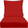 RSH DECOR Deep Seating Cushion with Pillow Back | 22” x 25” x 5" Seat | Water and Fade-Resistant Spun Fabric | Made in USA | Outdoor Chair Cushion Set for Patio Furniture (Red)