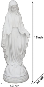 12 Inch Blessed Virgin Mary Decorative Figurine，Catholic Religious Gifts 12 Inch Resin Statue Figurine (White)…