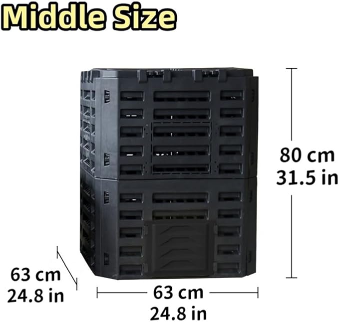 Large Fertilizer Fermentation Box, Plastic Compost Bin, Lightweight Outdoor Composting Box Suitable for Garden, Courtyard and Kitchen(Yellow,Medium)