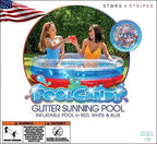 Poolcandy Inflatable Sunning Pools for up to 3 Adults (Stars & Stripes USA Flag with Glitter Inflatable Sunning Pool)