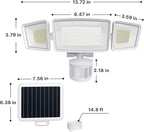 Ensenior 5 Motion Sensor Modes Solar Security Light, 1800LM 270° Wide Angle 3 Heads LED Flood Lights, IP65 Waterproof Wall Lights, Separate Solar Panel Remote Control Solar Lights Outdoor