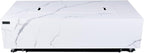 Elementi+ | Carrara Gas Fire Pit | Marble Porcelain & Metal Frame | 60" Rectangular Fire Table | Electronic Ignition | Canvas Cover, Fire Glass & Burner Lid Included | White | Propane Gas