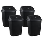 4 Pack 70 liters Large Outdoor Trash Can, Black Recycling Bin with Swing Lid