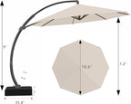 7 Piece Patio Dining Set with 11ft Patio Umbrella (Cream-White), 7 Navy Outdoor HDPE Dining Set with 6 Chairs + 1 Large Table, for Market, Pool, Garden, Backyard, Deck