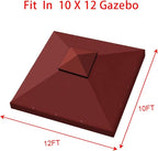 Hugline Outdoor Replacement Canopy Top Double Tier Gazebo Roof Cover for Lowe's Allen Roth 10x12 Gazebo #GF-12S004B-1 (Burgundy)