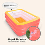 Inflatable Swimming Pool, 59" X 45" X 20" Kiddie Pools with Inflatable Soft Floor, Durable Blow Up Pools for Backyard, Garden or Indoor (Orange)