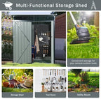 Chery Industrial 5 x 3FT Outdoor Storage Shed, Affordable Metal Tool Shed with Lockable Sliding Door and Vents,Waterproof Galvanized Steel Sheds & Outdoor Storage for Backyard, Garden, Patio