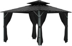 Gazebo Universal Replacement Privacy Curtain, 12'X14' Gazebo Curtains Outdoor Waterproof, 4-Panels Sidewall with Zipper for Patio, Garden and Backyard (Only Curtains, 12'X14', Black)