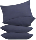 Covers & All Premium Square Throw Pillow Inserts with Covers Set of 4, 20 x 26 Inches Navy Blue, Decorative Cushions for Couch Sofa Home Decor Office Travel UV Resistant Waterproof Soft Cushions
