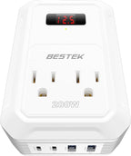BESTEK 200W Car Power Inverter - DC 12V to 110V AC Converter with 2 USB-C(30W) and 2 USB-QC(18W) - Fast Car Charger Adapter with LCD Screen, Dual AC Adapter for Laptops
