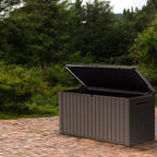 Outdoor/Indoor Storage Deck Box, 170 Gallon Capacity, Weather-Resistant Resin, Brown