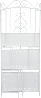 White 3-Layer Floral Plant Stand, French Style Tiered Shelf for Succulents Herbs, Ornate Iron Plant Display for Living Room Garden Decor