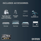 Intex 32' x 16' x 52" Ultra XTR Rectangular Outdoor Swimming Pool Set with Pump - Large Above Ground Backyard Pool with Deluxe Maintenance Kit