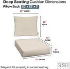 RSH DECOR Deep Seating Cushion with Pillow Back | 23” x 25” x 5" Seat | Water and Fade-Resistant Spun Fabric | Made in USA | Outdoor Chair Cushion Set for Patio Furniture (Cobalt Blue)