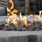 AMS Fireplace | Elementi | Round Natural Gas Fire Pit Table | Canvas Cover, Lava Rocks and Gas Key Valve Included | Fuel: Natural Gas, Manchester - Classic Grey