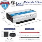 GIANDEL 2000Watt Power Inverter 12V DC to 110V 120V AC ETL Listed UL458 STD 2000W Inverter with 15 FT Wired Remote LED Display Dual Outlets for RVs Off Grid Solar Setup Truck Boat Marine