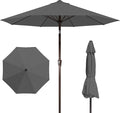 9FT Patio Umbrella with Fiberglass Ribs, Outdoor Market Table Umbrella with Crank and Tilt, UV Resistant Waterproof Canopy for Patio, Garden, Deck, Pool, Gray