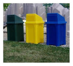 32 Gallon Square Slatted 100% Recycled Plastic Heavy Duty Outdoor Commercial Trash Can with Swing Top Lid | Great for Schools and Businesses - Brown Granite