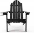 LUE BONA HDPS Adirondack Chairs Set of 2, Fire Pit Outdoor Chair Weather Resistant with Cup Holder, Modern Plastic Chair Plastic for Patio, Deck, Proch, 350LBS, Black