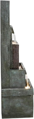 39.3" Outdoor Garden Water Fountain - Outdoor/Indoor Waterfall Floor-Standing Fountains with LED Lights for Yard, Floor Patio, Backyard and Home Art Deco