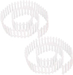 Prsildan Miniature Fairy Garden Fence, 40"(L) x 2"(H) DIY Wood Picket Fence Mini Ornament for Dollhouse (White, 2 Pack)