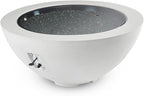 Outdoor GreatRoom Co Propane Fire Pit Table - Cove Gas Fire Pits for Outside Patio - 42 Inch Round Bowl Concrete Firepit Fire Table, Glass Tabletop Cover, Clear Glass Gems, 105,000 BTU - White