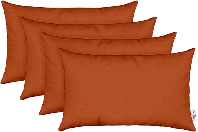 RSH DECOR: Sunbrella Lumbar Throw Pillows Set of 4 | 20" x 12" | Water and Fade-Resistant Performance Fabric | Outdoor Pillow Covers with Down-Alternative Inserts | Canvas Tuscan