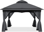 MASTERCANOPY 10x10FT Outdoor Patio Gazebo with Mosquito Netting for Backyard, Patio, Garden Dark Grey
