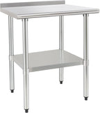 HARDURA Stainless Steel Table Prep Work Table 30 x 36 Inches NSF Heavy Duty Commercial with Undershelf and Backsplash for Food Prep