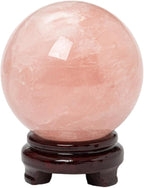 Large Rose Quartz Crystal Sphere Natural Pink Healing Crystal Ball with Stand Meditation Decorative Balls Home Decor 100-110mm/3.9-4.3"